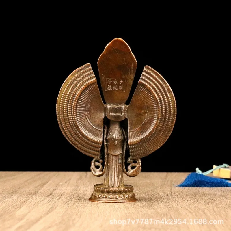Antique-Style Brass Alloy Craft: Thousand-Armed Avalokiteshvara Home Decorative Ornament