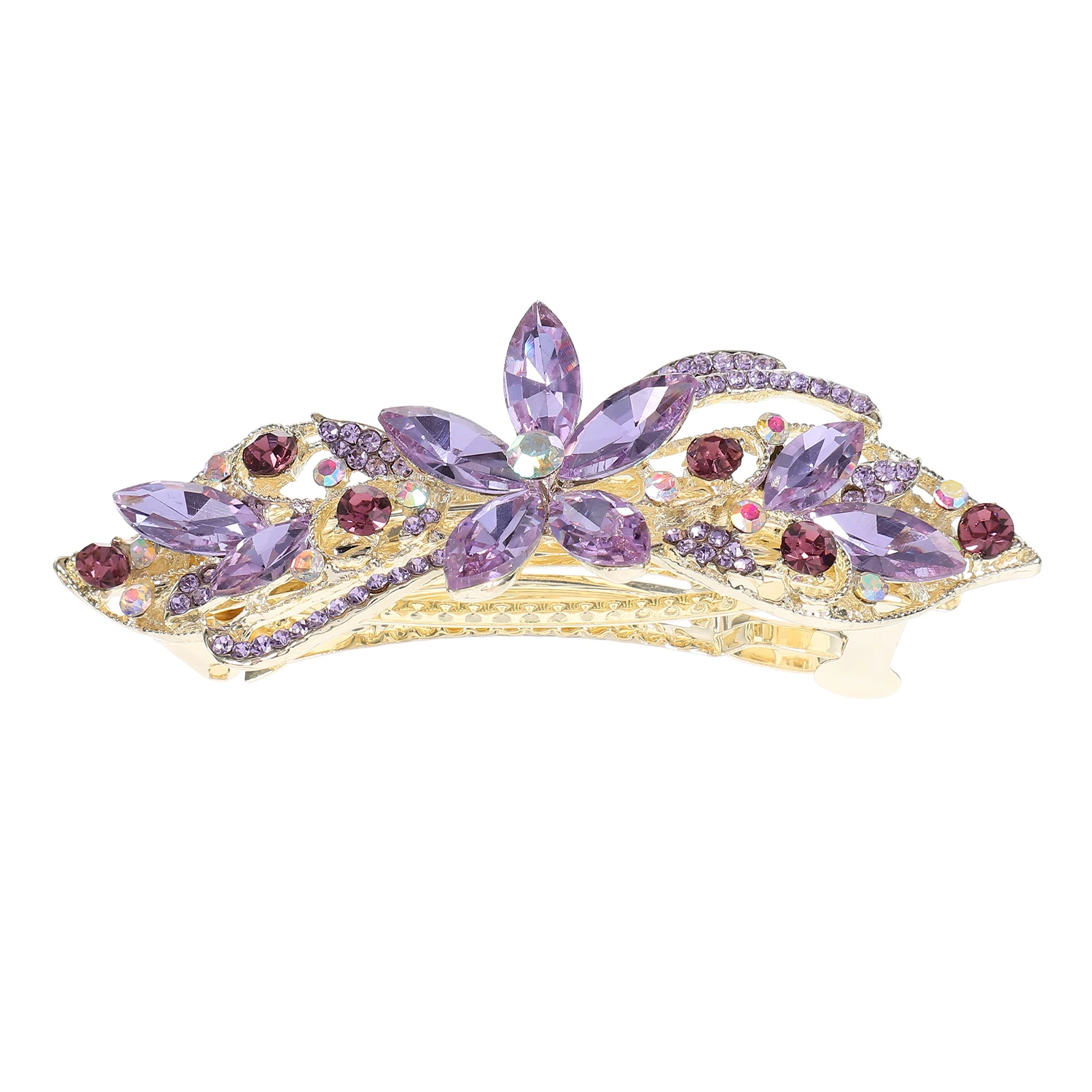 

Clips Rhinestone Flower Hair Barrette for Fine Brush Bling Aesthetic Accessories Purple Elegant Decoration Rhinestones