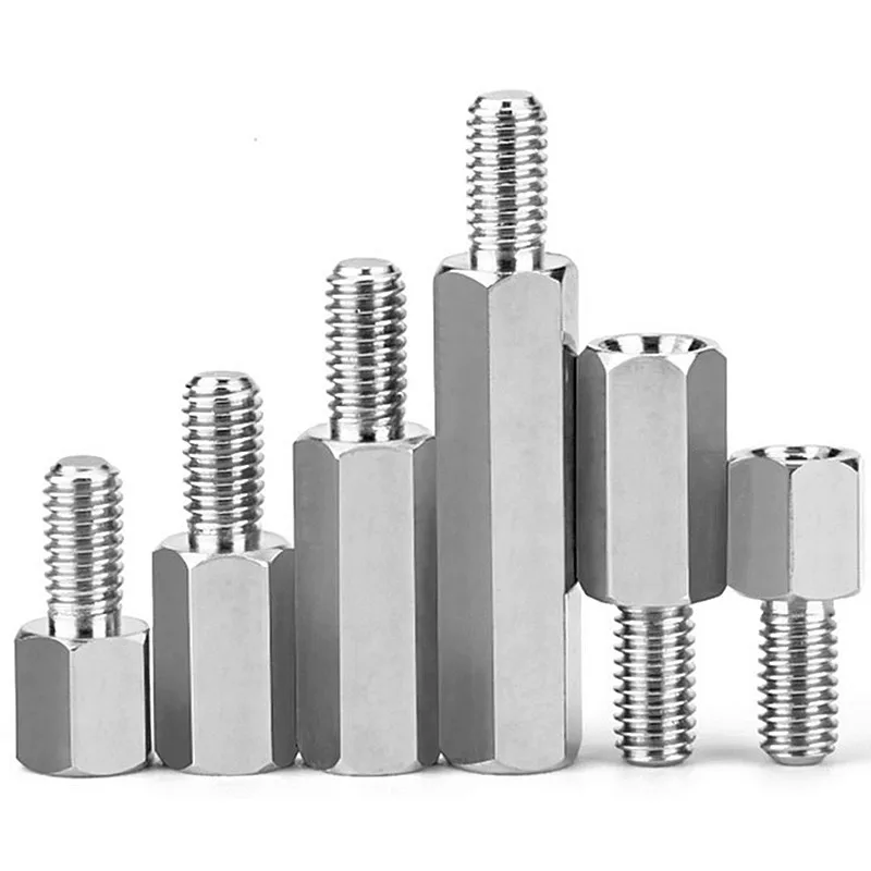 M2.5-M6 Hexagonal Isolation Columns Stainless Steel Male-Female Standoff Spacer Screws 5/10PCS