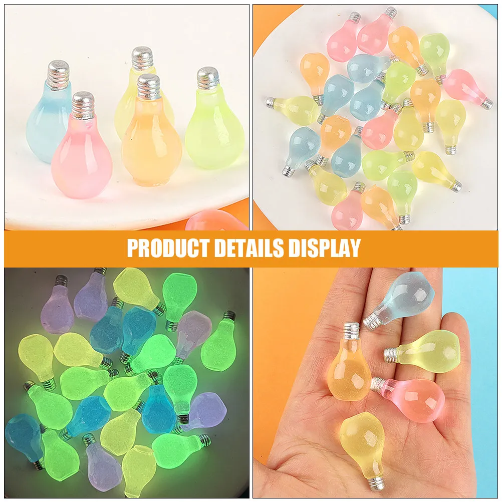 

10Pcs Mini Fluorescent Resin Bulb Exquisite DIY Supply for Craft Charms Mobile Pendant Refrigerator Stickers Tiny Resin Bulb