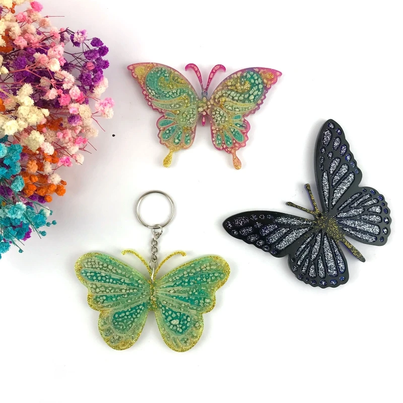 Butterfly Pendants Crystal Epoxy Mold Handmade Keychain Resin Silicone Mould DIY Crafts Jewelry Wall Decoration Mould