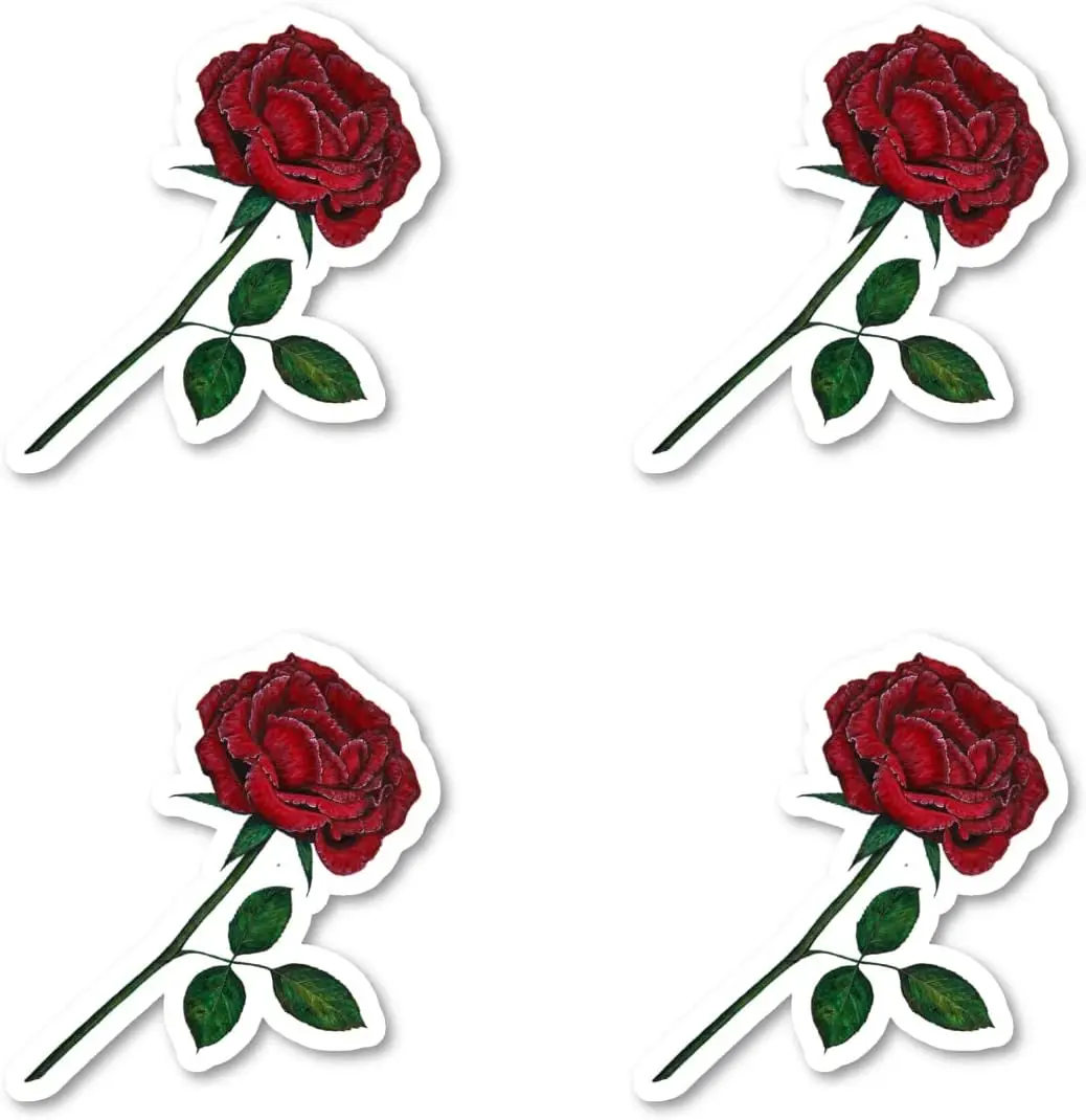 

4PCS Red Rose Sticker | Beautiful Floral Garden Stickers | Waterproof Decals for Laptops, Water Bottles, Notebooks & More Set