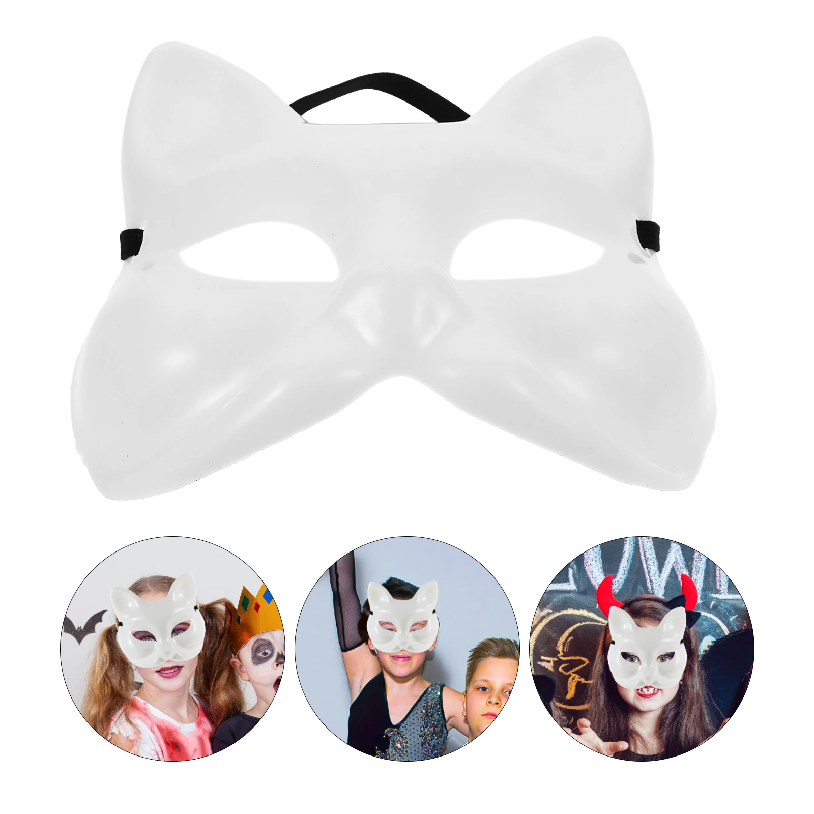 4pcs Anime Foxes Mask Half Face Cat Masks DIY Unpainted Blank Mask DIY Hand-Painted Masks Halloween Festival Cosplay Props