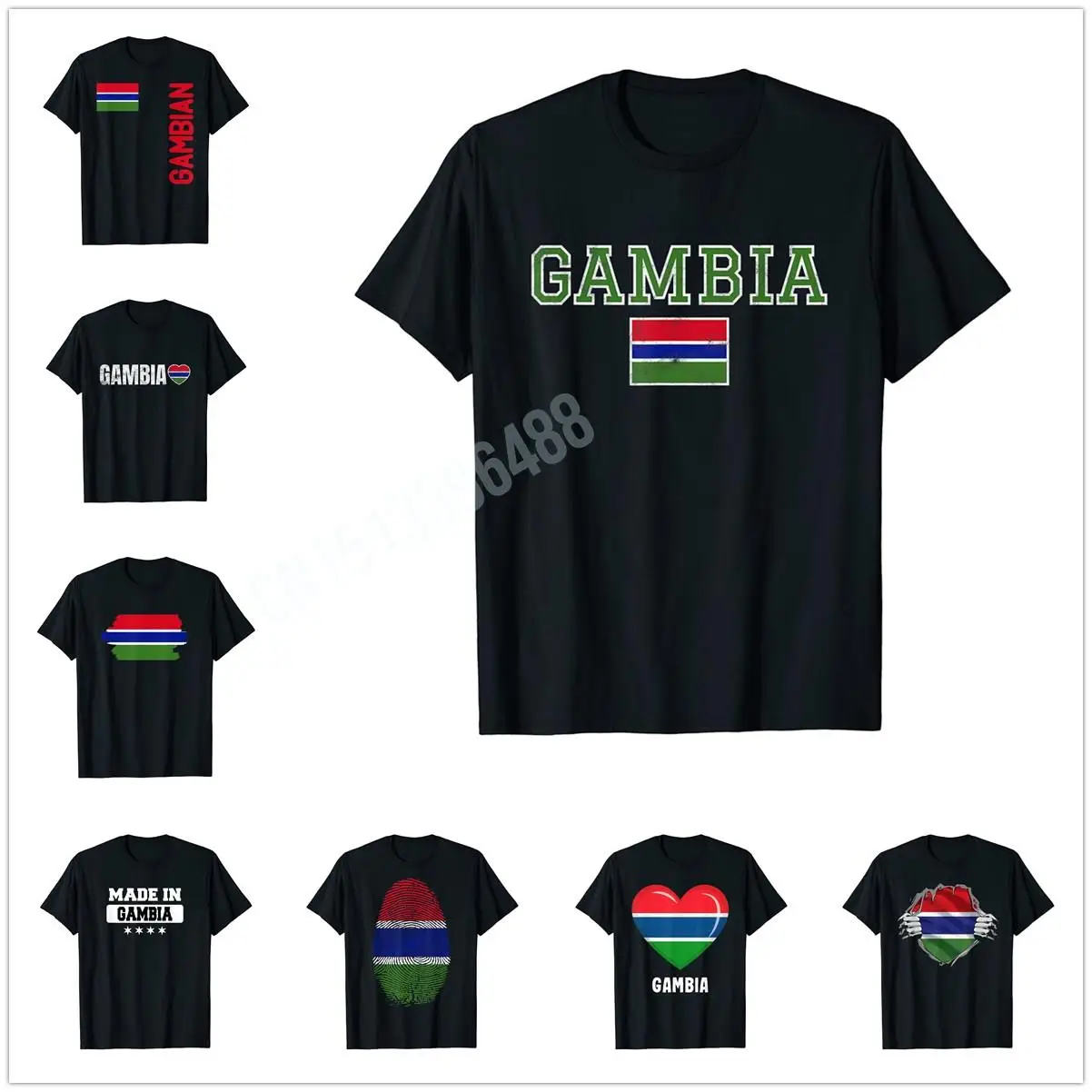 More Design Gambia Gambian Flag souvenir Gift T-Shirt For Men Women T Shirt Tops Cotton Tees