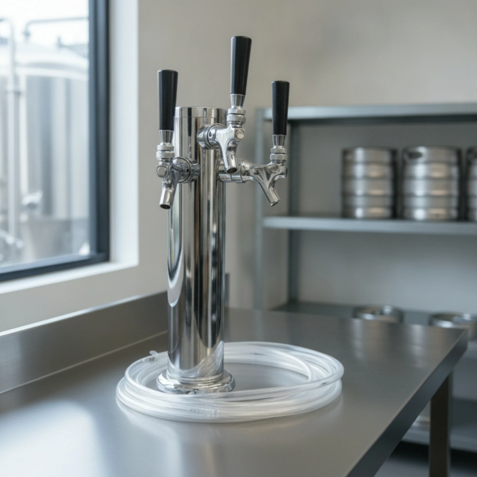 Three Faucet Dispense Draft Column Corrosion-Resistant Beer Draft Column with Three Faucets Easy to Install Pre-Installed