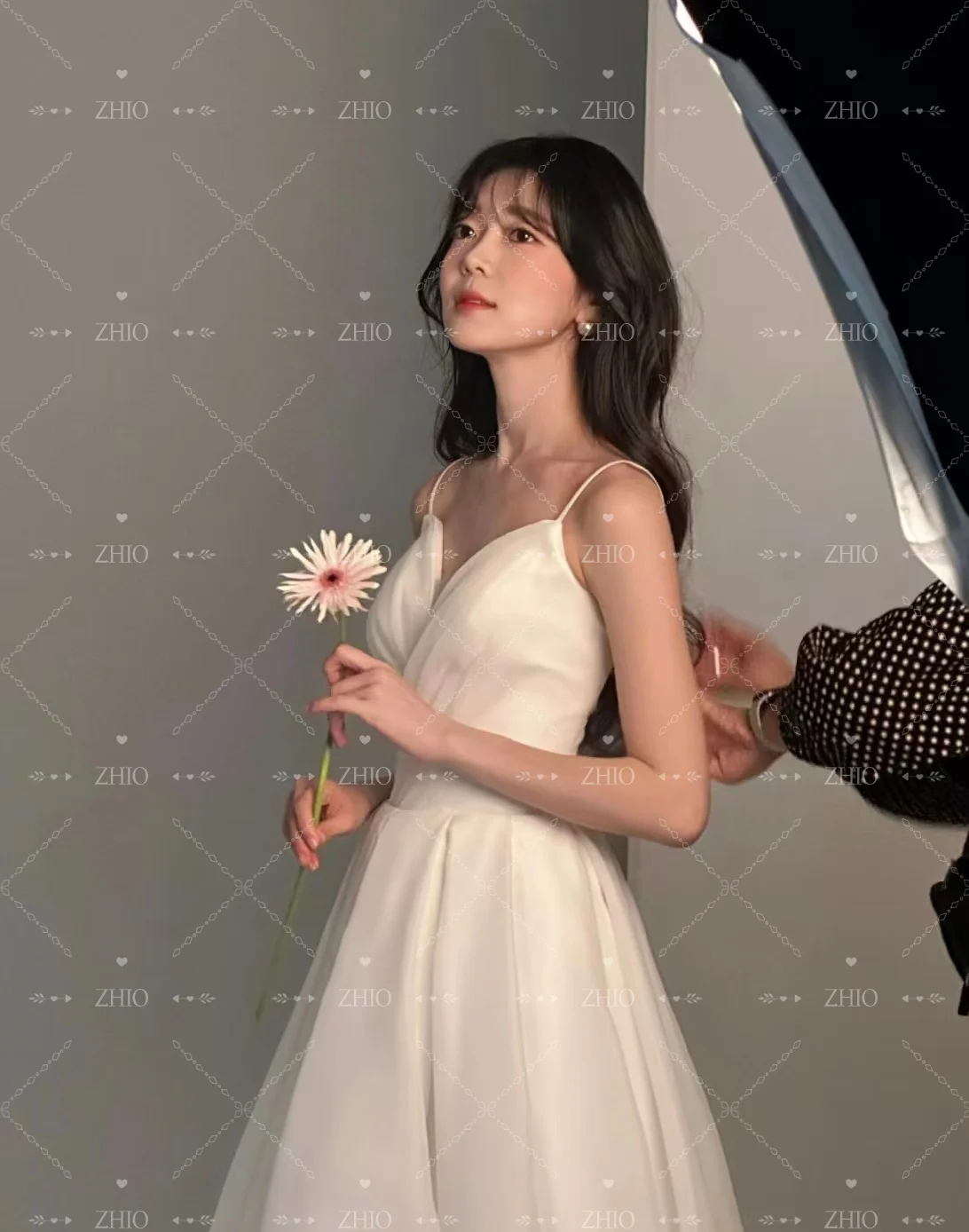 فستان ZHIO أنيق لحفلات الزفاف على شكل قلب وأكمام قصيرة من الأورجانزا العاجي الكوري للتصوير الفوتوغرافي فستان زفاف مخصص لحفلات الزفاف