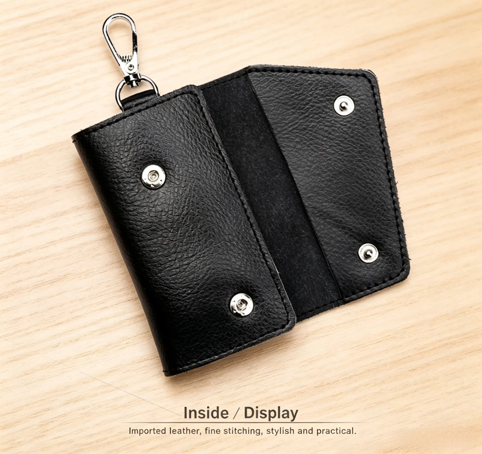 Echtes Leder Schlüsselanhänger Schlüsselhalter Organizer Tasche Autoschlüssel-Geldbörse Haushaltshelfer-Etui Mini-Kartenetui für Männer und Frauen Hochwertiges Geschenk – Detail 9