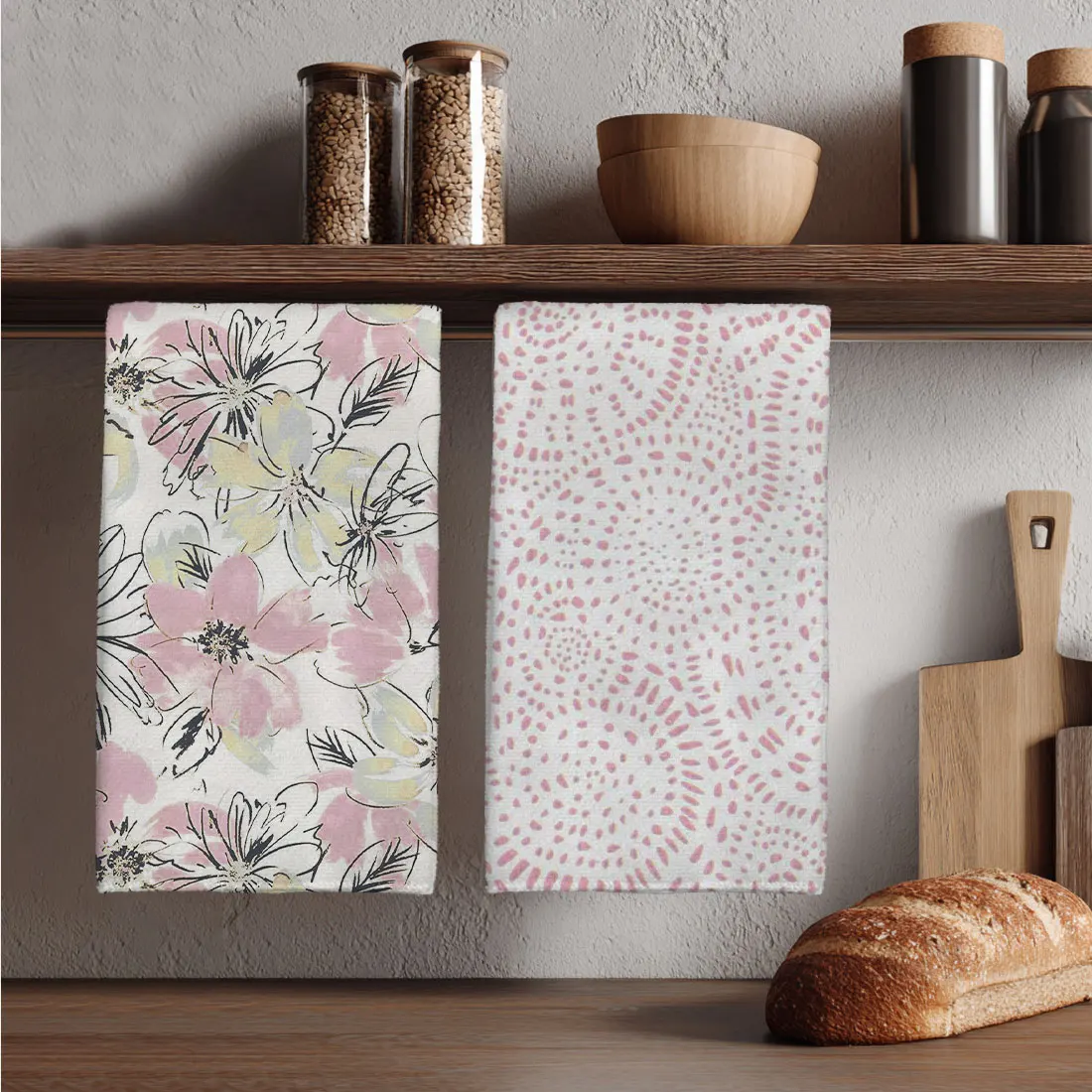 2PCS kitchen towels with geometric flower spiral patterns,40*60cm ultra-fine fiber kitchen towels,hand towels,kitchen home decor