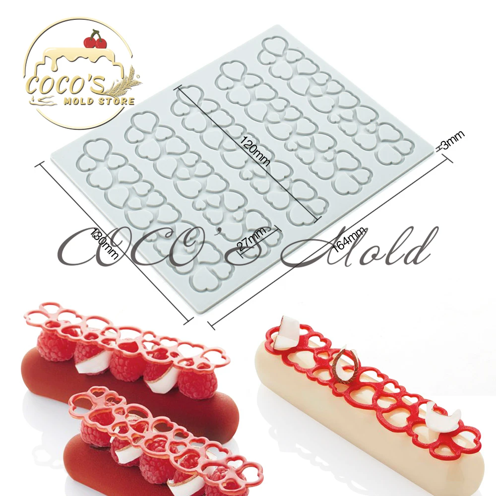 Dessert Decorating Sugar Craft Silicone Pad Long Circle Pattern Fondant Cake Mousse Mould Chocolate Lace Mat Pastry Baking Tools