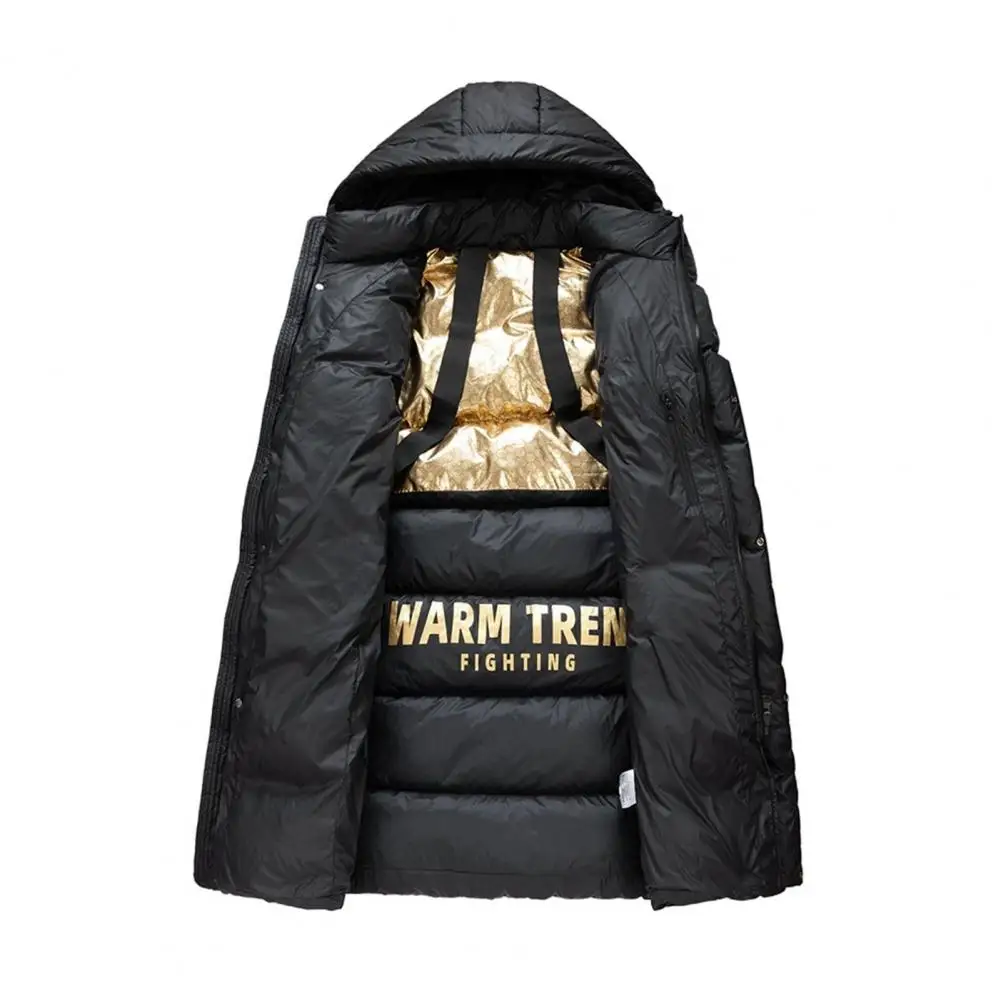 Kalt wetter Baumwoll mantel Herren Graphen gefütterte Kapuzen puffer jacke mit Wärme isolation stech no logie schwarz golden für den Winter