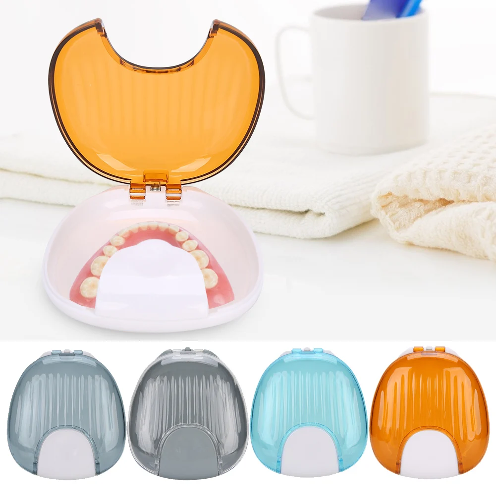 1pc Orthodontic Retainer Case Portable Adult Waterproof Mouthpiece Denture Box Container Oral Care Fake False Tooth Storage Tool