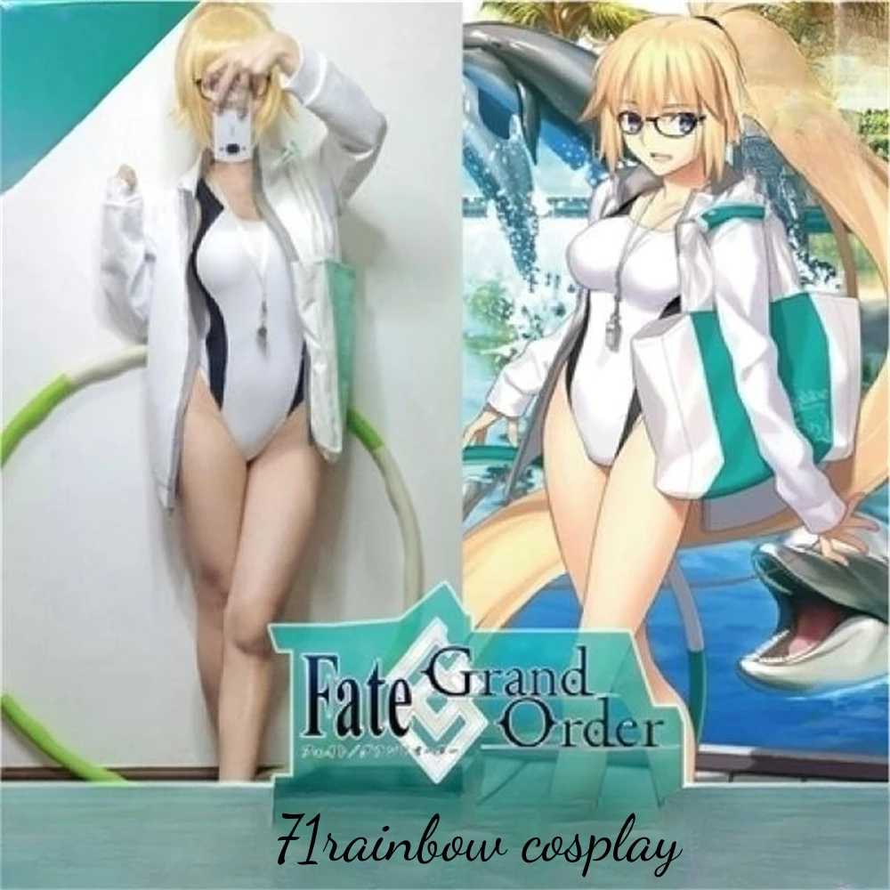 

Game FGO Joan of Arc Competitive Swimming Suits Cosplay Costume Jeanne d'Arc Swimwear Jumpsuits Bikini Sexy Cosplay