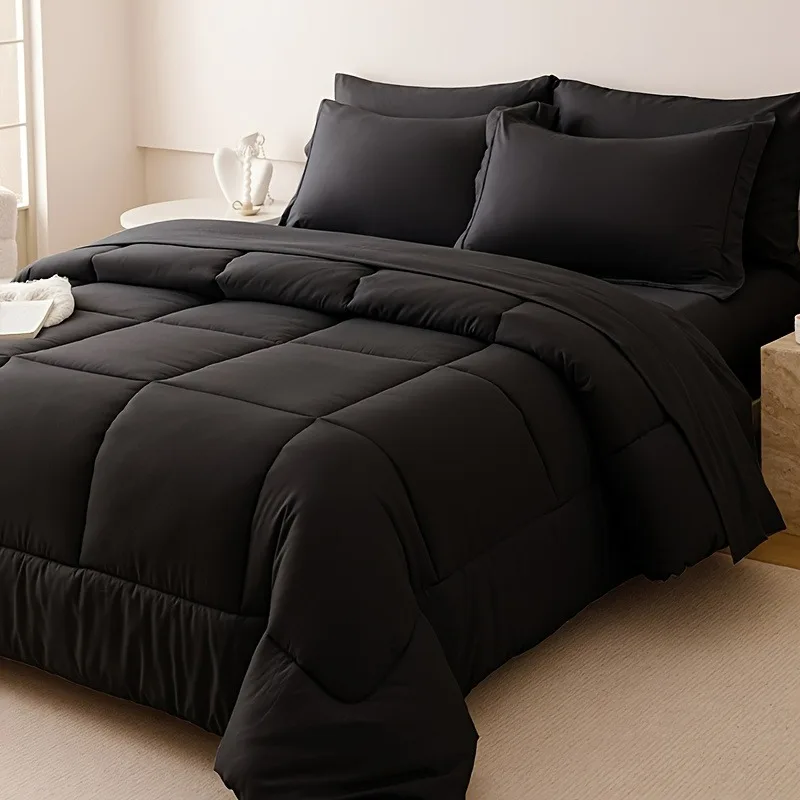 Chadly 5/7 قطع لحاف فاخر متقلب، ألياف دقيقة ناعمة، قابلة للتنفس، سهلة العناية لجميع المواسم، طقم سرير