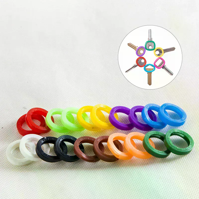 30pcs/lot Multicolor Elastic Mixed Color Hollow Rubber Key Covers Round Soft Silicone Keys Locks Cap Keyring Case