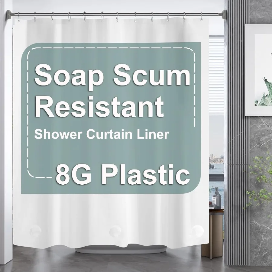Wit Douchegordijn Kunststof 72x72 Inch Dik PEVA Douchegordijn Waterdicht Zware Douchegordijnen voor Badkamer met 3 B