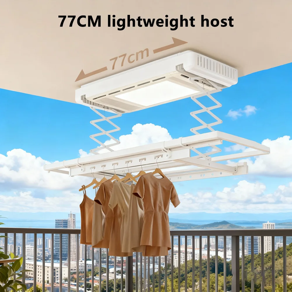 For Compact Balcony Spaces 35KG Capacity With Intelligent Remote Control And LED Lighting Mini Side Mounted Smart Drying Rack