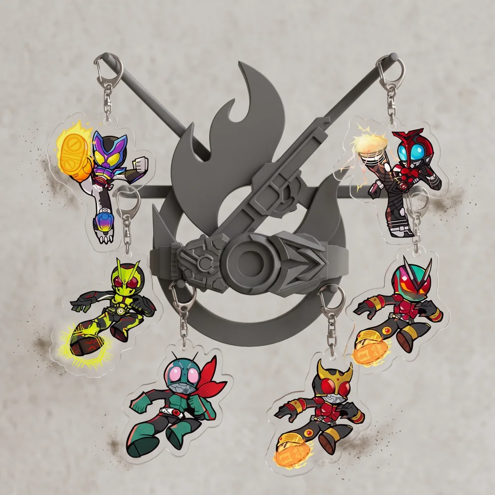 Акриловый брелок Kamen Rider 6 см, Zero-One Kuuga Kabuto Decade Chibi с монстром, двусторонний аниме-кулон для сумки, подарок.