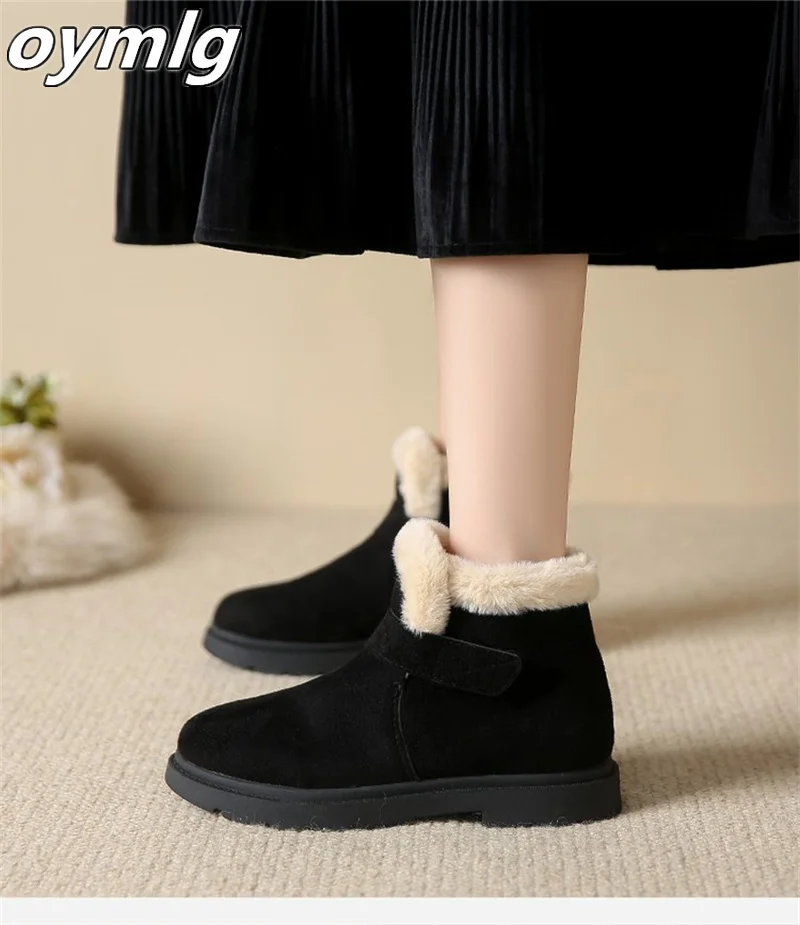 2024 new winter snow boots for women with thick and warm cotton shoes and fur integrated short boots