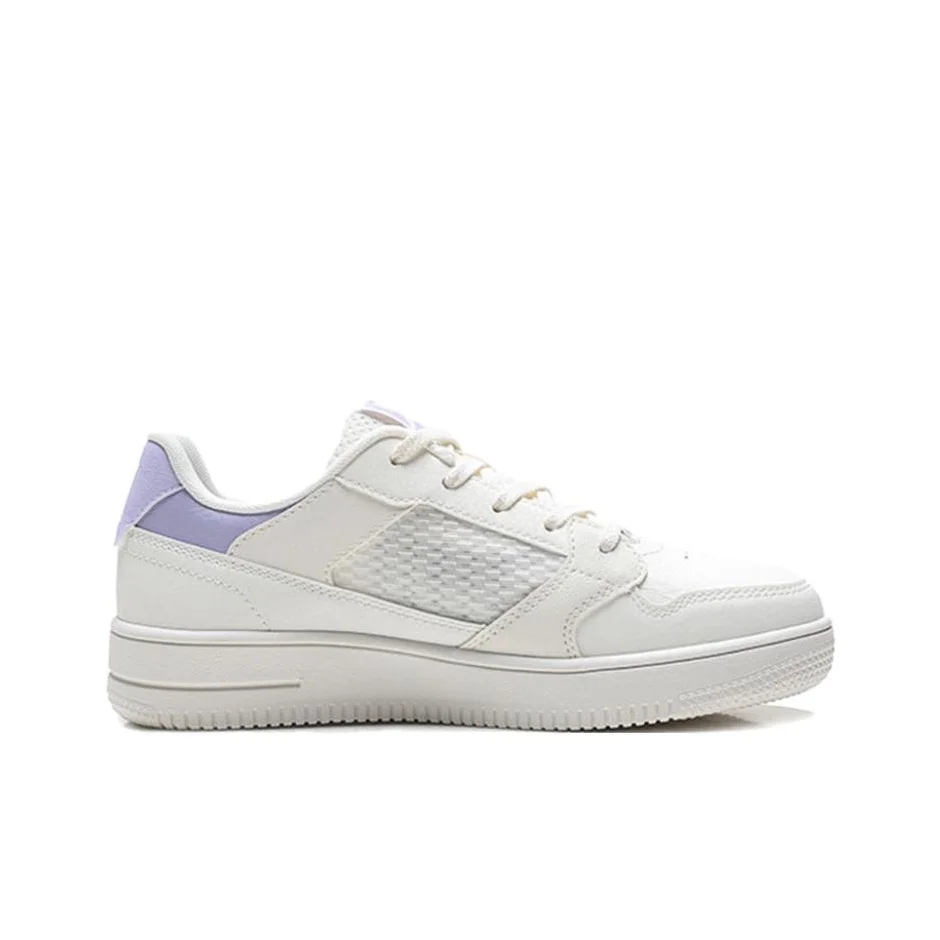 XTEP Lightweight Abrasion Resistant Low top Skateboard Shoes Women's Sail White Snow Blue Purple 876218310022/