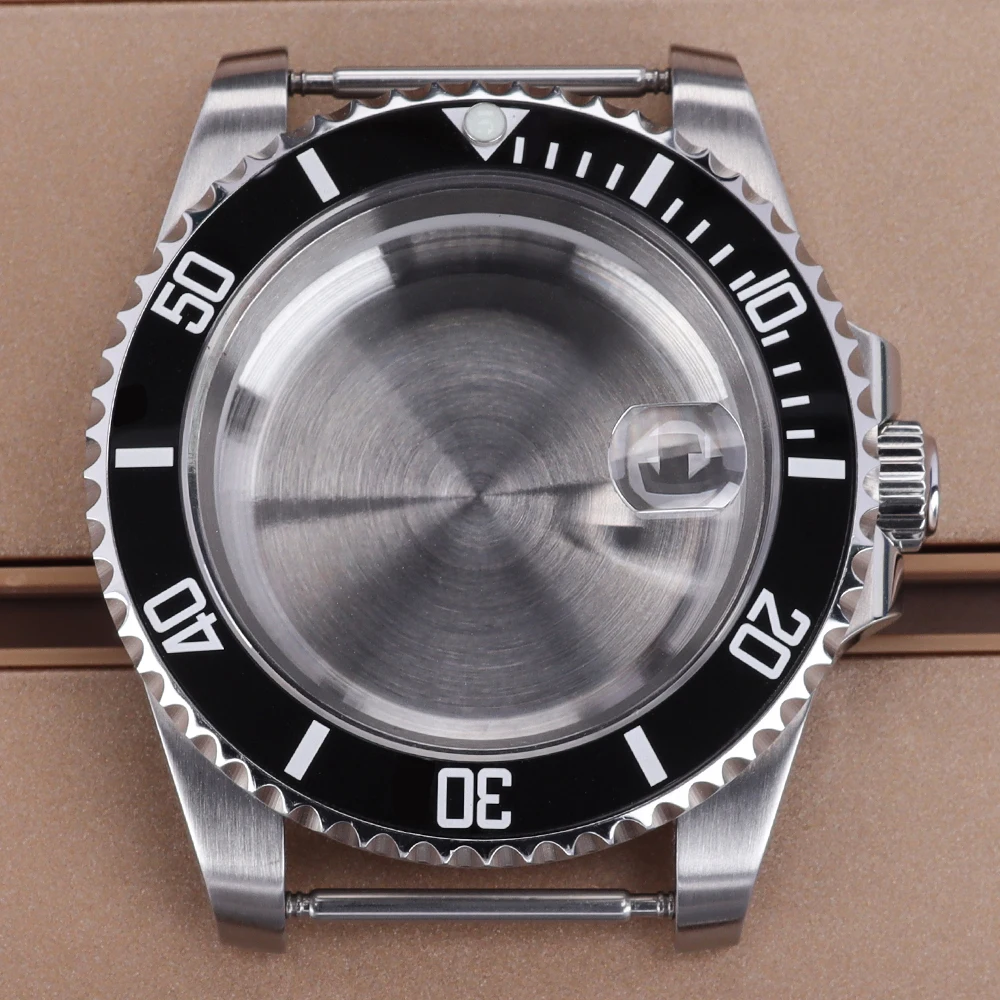 40mm Watch Case GMT Green Ceramic Bezel 316L Stainless Steel Fit NH34/NH35/NH36 Men's Mechanical Modification Watch Accessories