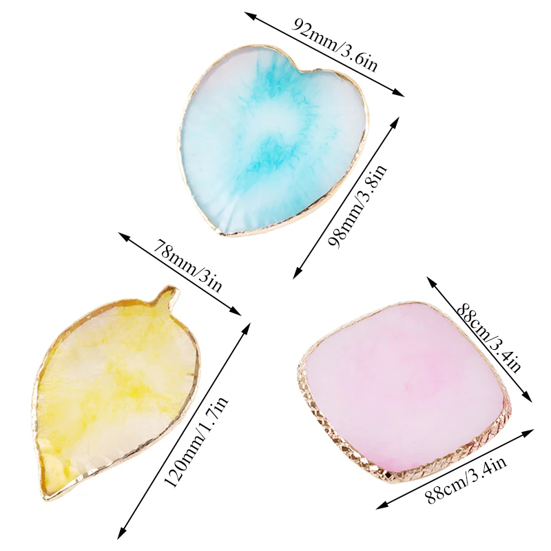 1PC Round Resin Agate Stone Nail Color Palette Gel Polish Pallet Mixing Drawing Paint Plate Pad Manicure Nail Art Display Shelf