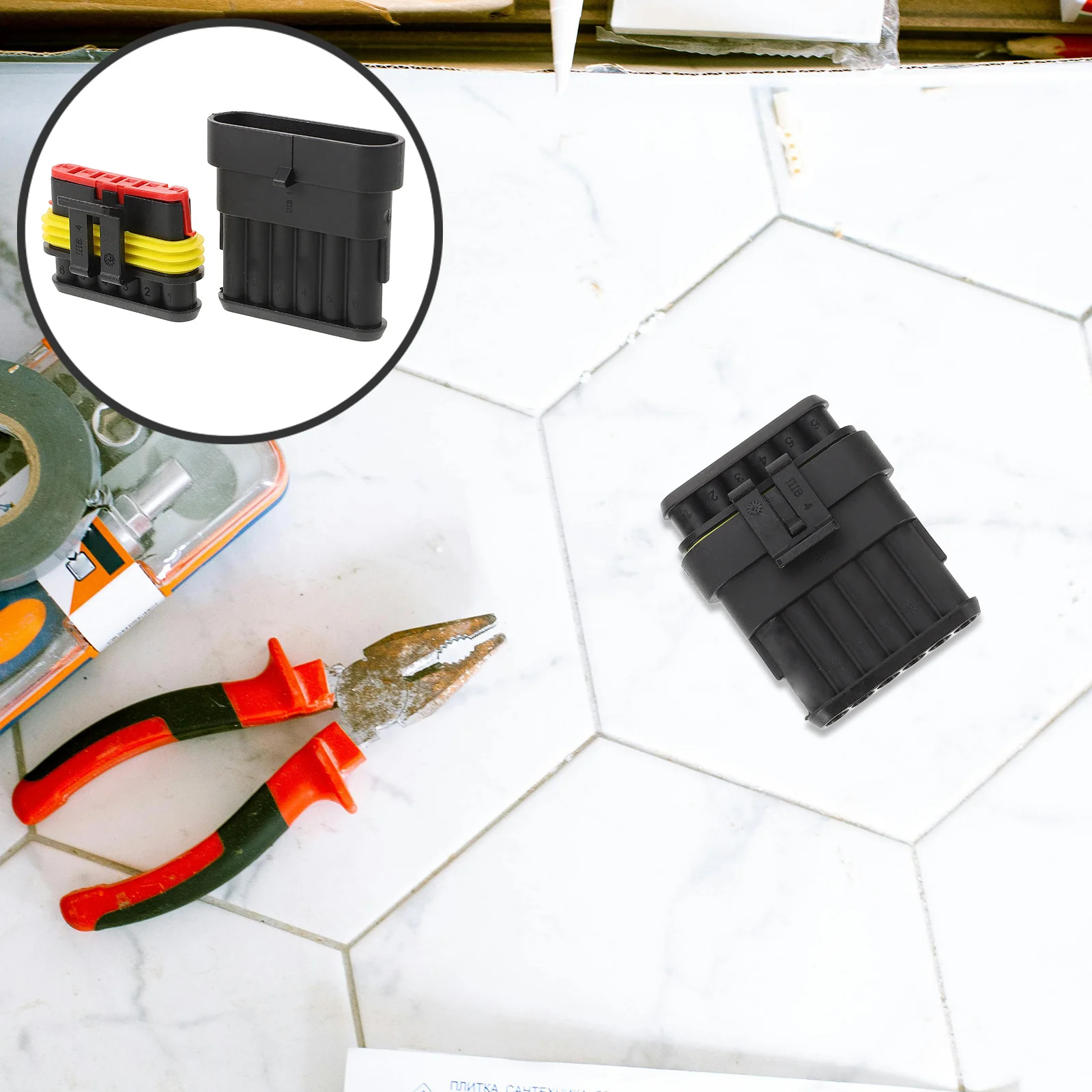 

1 Set Waterproof Connector For Car Marine Boat 10Cm Wire Rubber Nylon Sturdy 6 Way Wiring Plug Socket