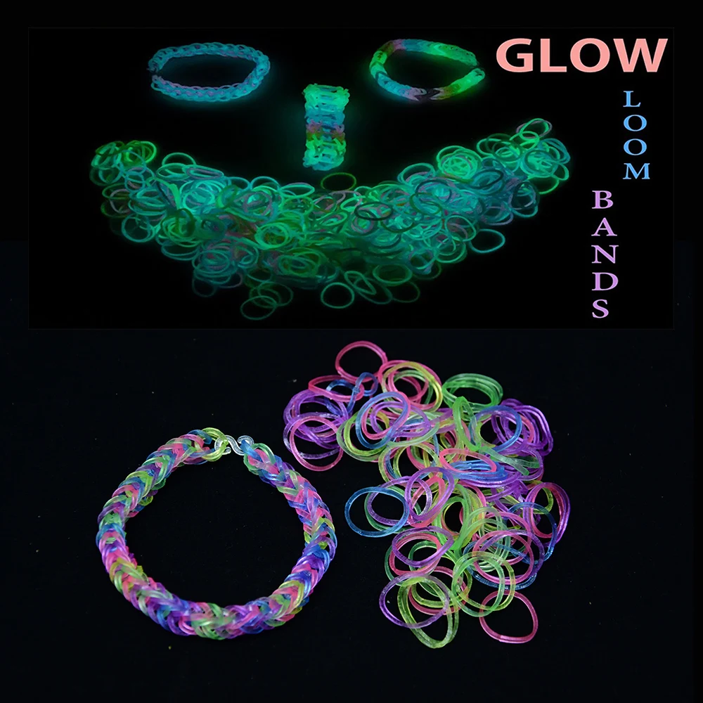 

600 шт./упак. Прозрачные светящиеся резиновые ленты для плетения браслетов, резинки для изготовления браслетов, игрушки для девочек, рождественский подарок