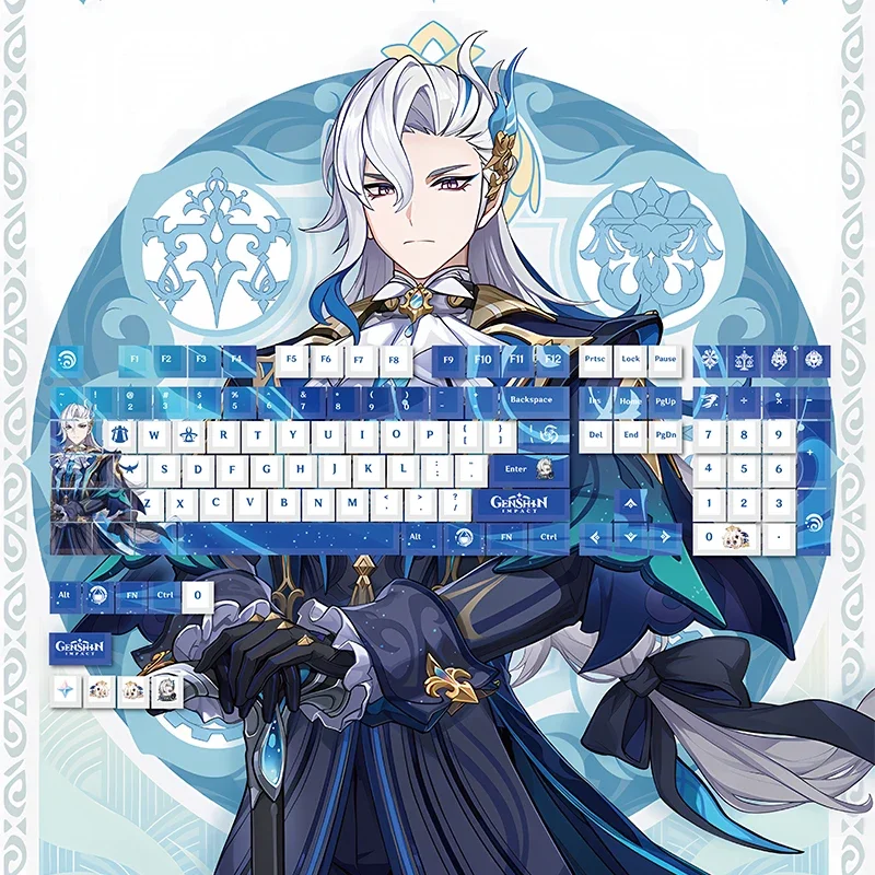 

Колпачки для клавиш Neuvillette Game Genshin Impact PBT Колпачки для клавиш для механической игры на заказ