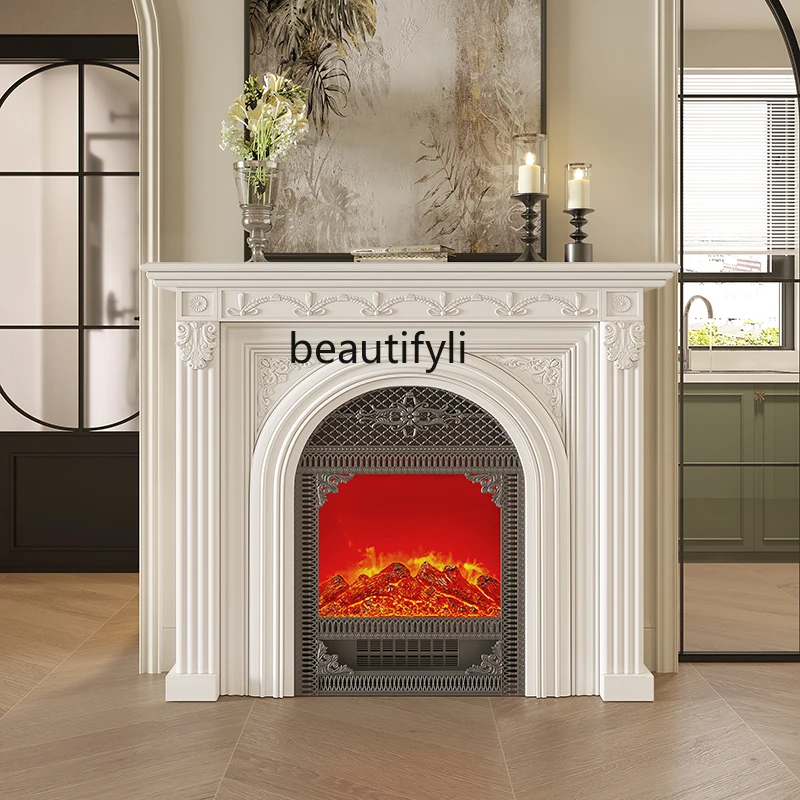 

French fireplace decorative cabinet, home homestay electronic fireplace core simulation flame, porch rack