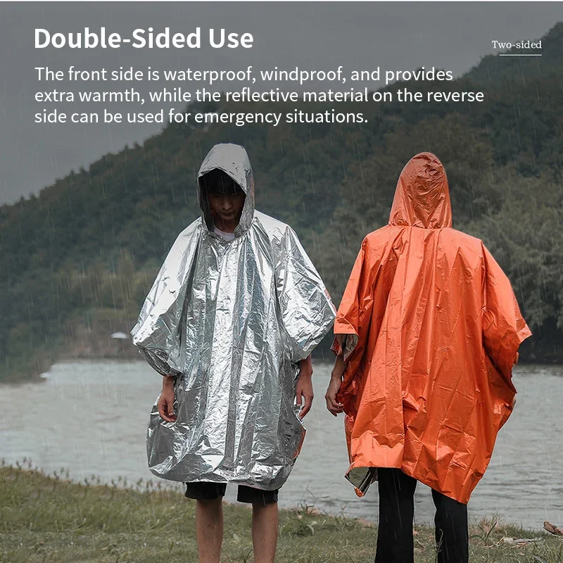 Emergency Raincoat Poncho Waterproof Rainwear Blanket Survival Camping Equipment Cold Insulation Rainwear Camping Equipment