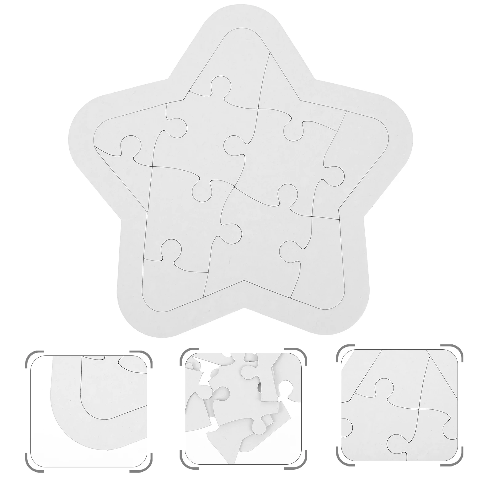 4 Sets Blank Puzzle Piece Diy Craft For Kids Painting Coloring Graffiti Hand-Eye Coordination Creative Training Game Jigsaw