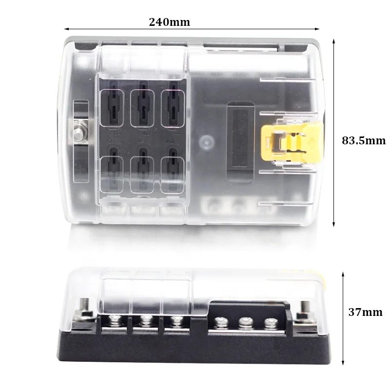 32V 6 Ways Blade Universal Fuse Block Plastic Cover With Safety Catch Circuit Fuse Box Holder Accessories For Car Marine Truck