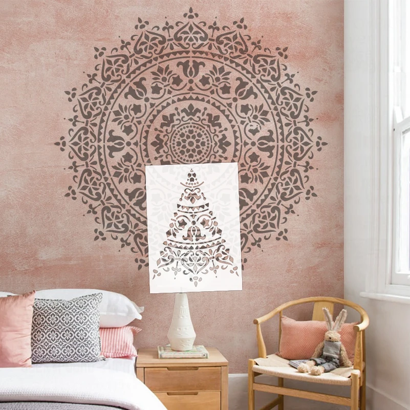 90cm - 130cm Stencil For Painting Wall Decor Decorative Template To Paint Plaster Larges Extra Mandala Huge Giant Flower S512