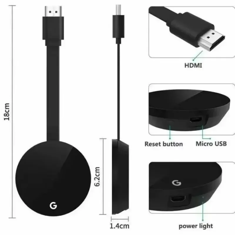 Chromecast Google Wireless WiFi mirascreen HDMI-متوافق مع HD Display Dongle Media Streaming Video TV المنزل الذكي لنظام ios/Android