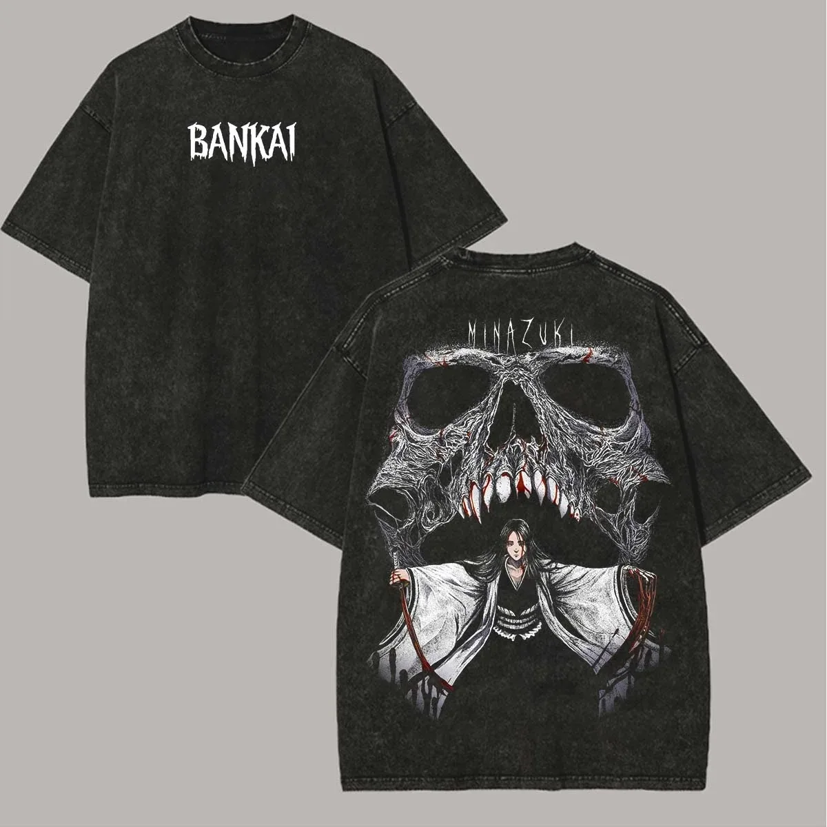 Bleach Toshiro Hitsugaya Ice Dragon Wings Double Sided Captain Badge Vintage Washed Anime Graphic T-Shirt Oversized Y2K Tee view 3