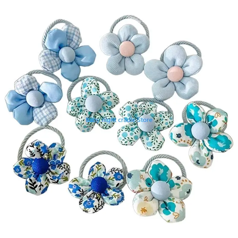 

J2FF Baby Girls Cloth Flower Hair Bands Small Kids Rubber Bands Fashionable Hair Ornaments Elastic Hair Ties