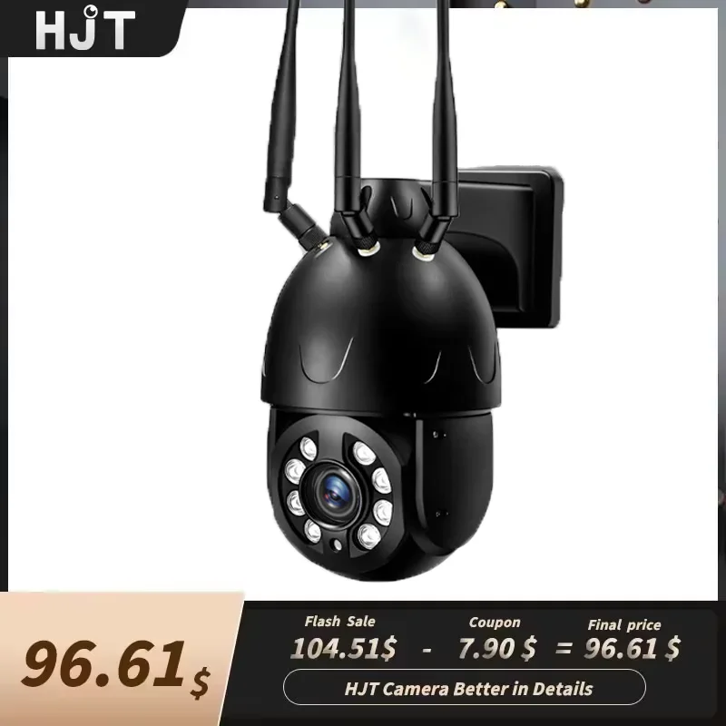 

HJT 4K 8MP Беспроводная охранная Wi-Fi PTZ купольная камера 30-кратный автоматический зум двустороннее аудио отслеживание человека ИК-цветная ночная версия