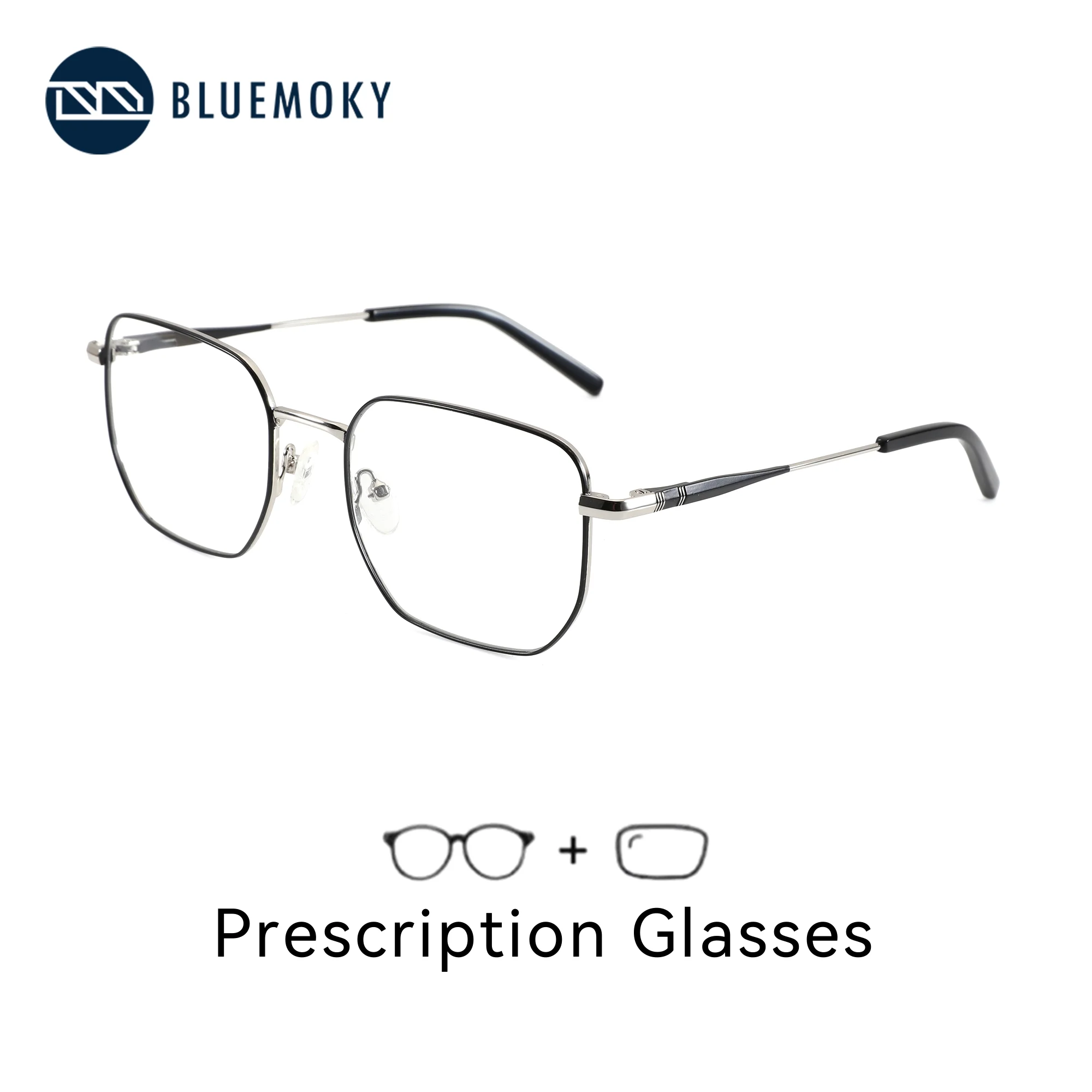 Lunettes de vue progressives en métal BLUEMOKY taille M, anti-lumière bleue, pour myopie, pour homme