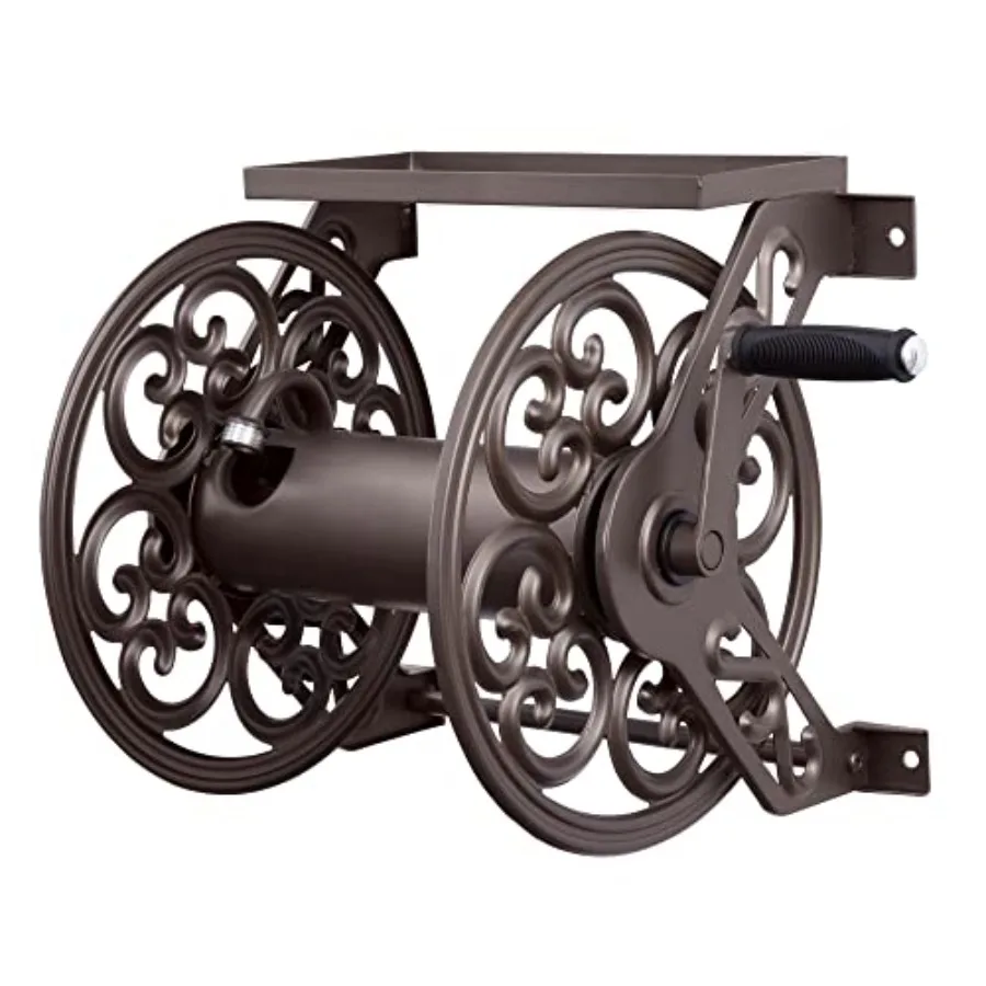 

708 Steel Decorative Wall Mount Garden Hose Reel Holds 125-Feet of 5/8-Inch Hose - Bronze