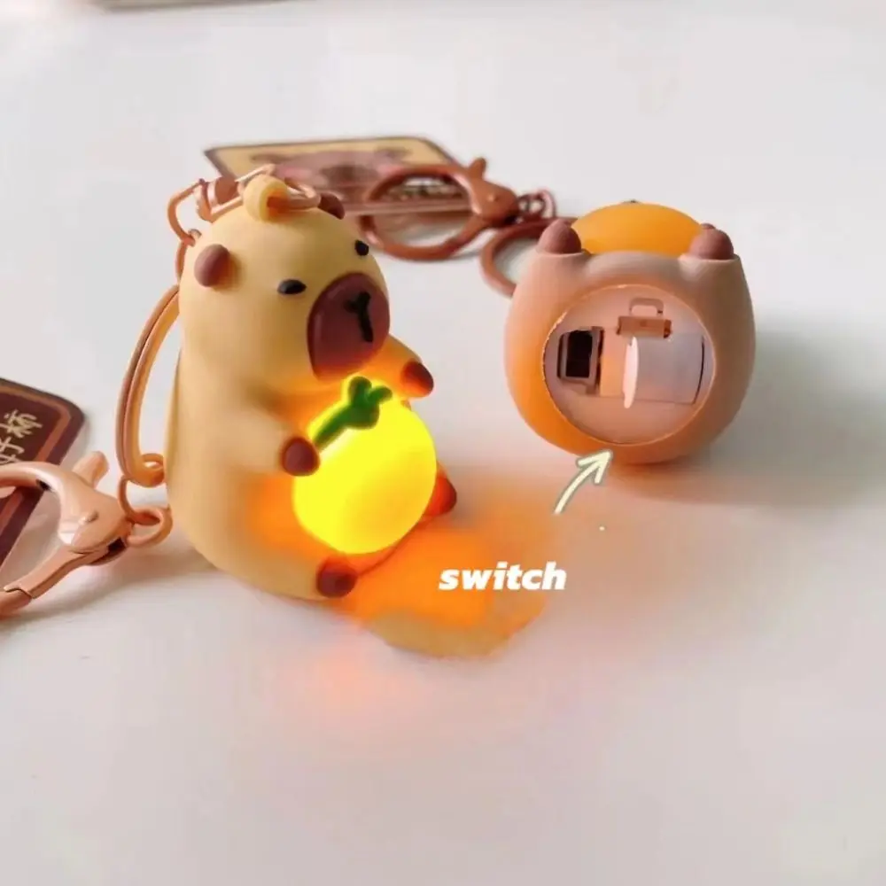 Cute Capybara Keychain Fashion Cartoon Charm Key Ring New Glowing Pendant Gift