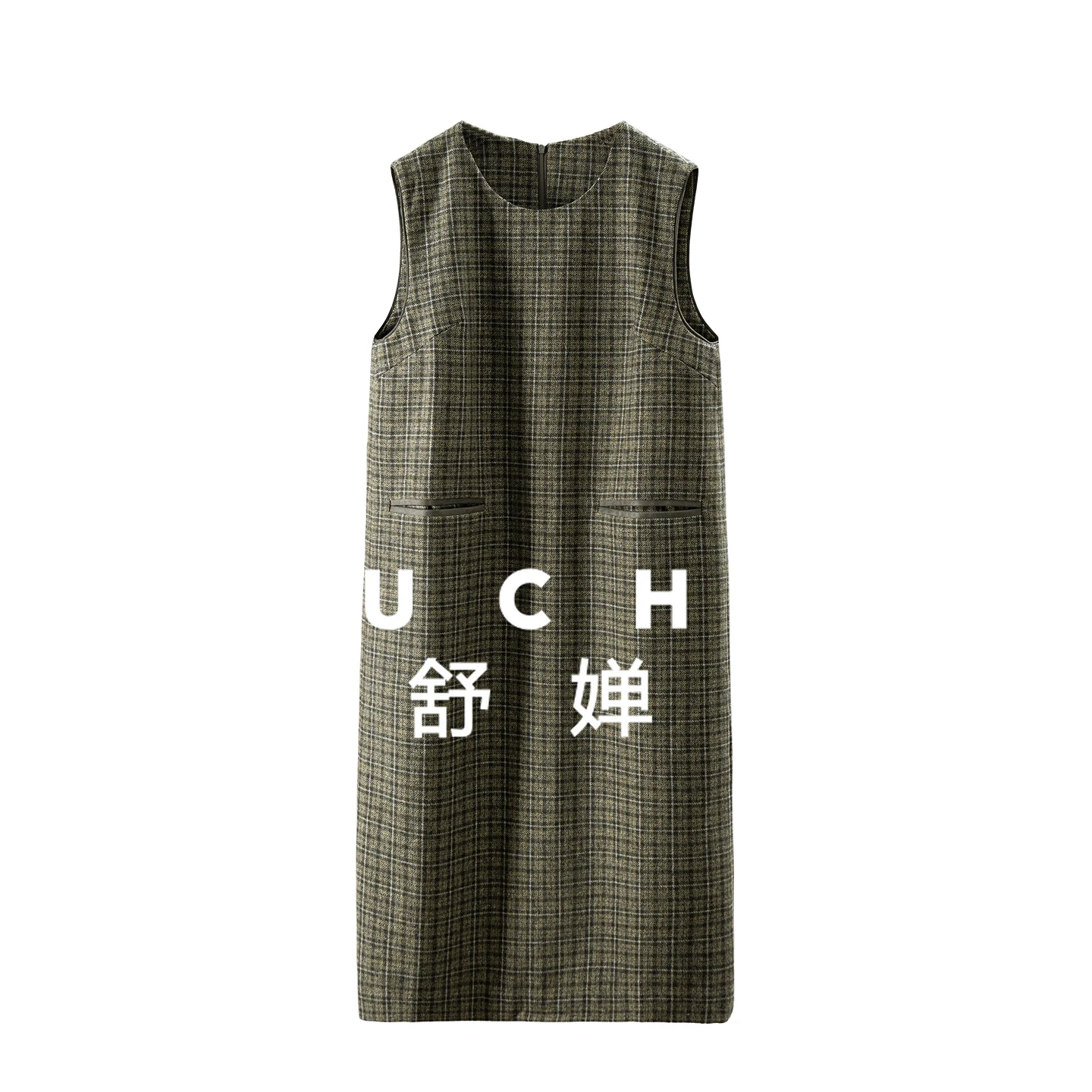 

British Foreign Style Is White and Green Plaid with Woolen Vest Dress Women 16I9 Maxi Dresses for Women Vestido Feminino