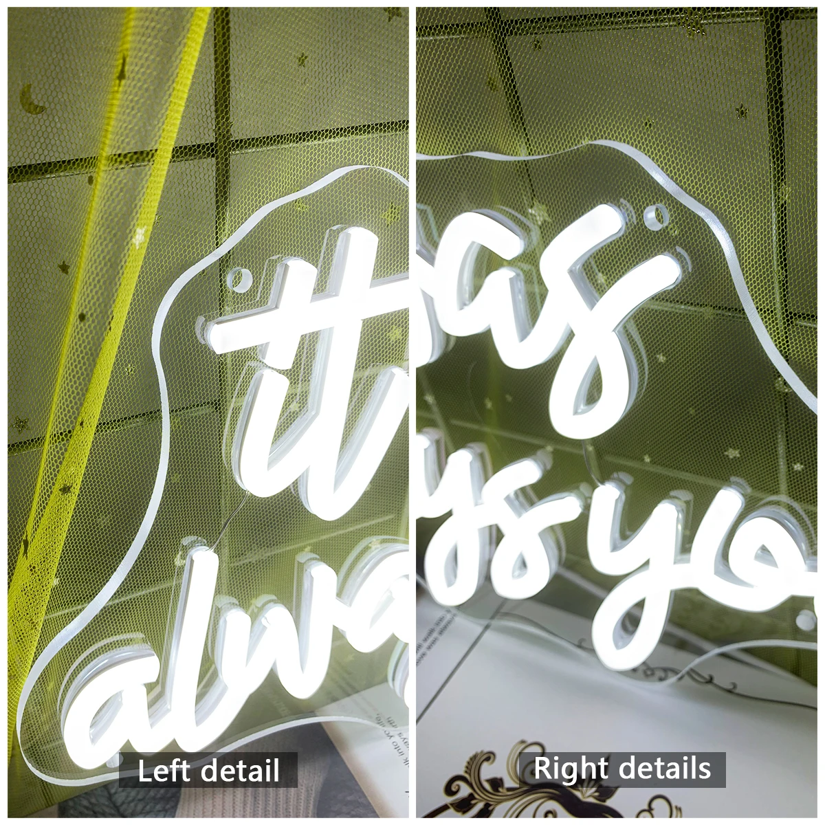 It was always you letrero de neón LED, luces de noche de boda, fiesta de cumpleaños, decoraciones de pared para habitación, adaptador de corriente