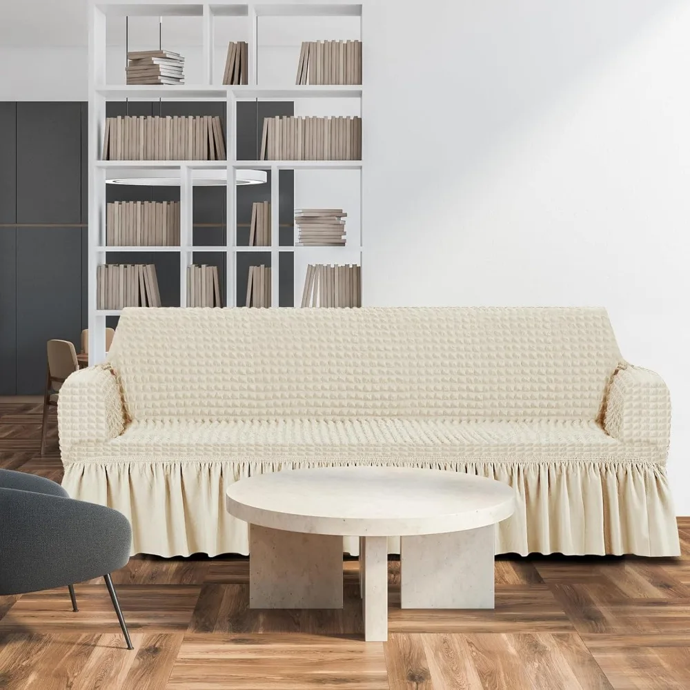 مجموعة أغطية أريكة متينة عالية المرونة لوسائد الأريكة، أغطية أثاث قابلة للغسل مع تنورة للأرائك #6