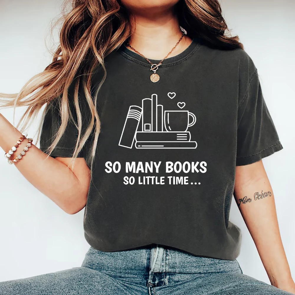 Many Books T-Shirt Book Lover T Shirt Librarian Shirt Reading Tshirt Bookworm Tee Unisex Graphic Casual Tshirt Summer Tops