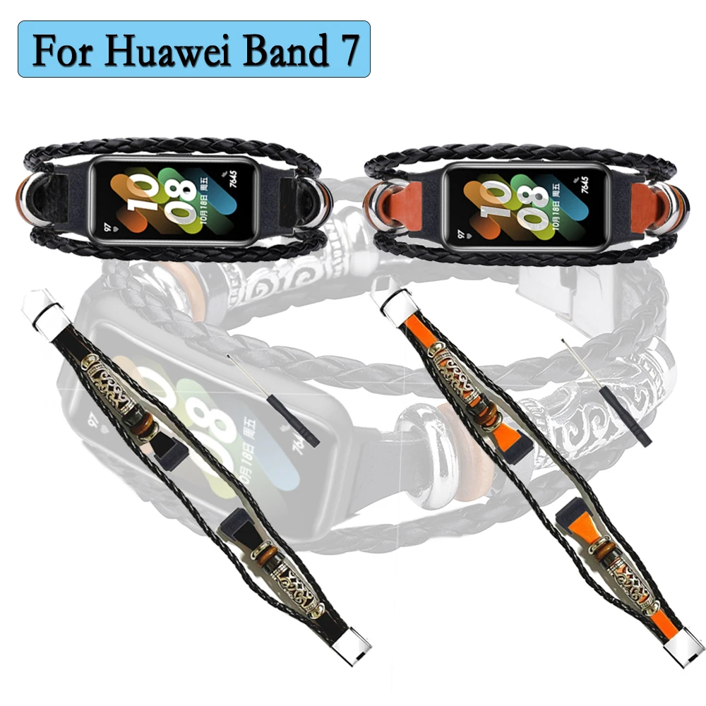 Artistic Strap For Huawei Band 7 Retro DIY Watchband Adjustable Belt Replacement Bracelet Accessories Correa