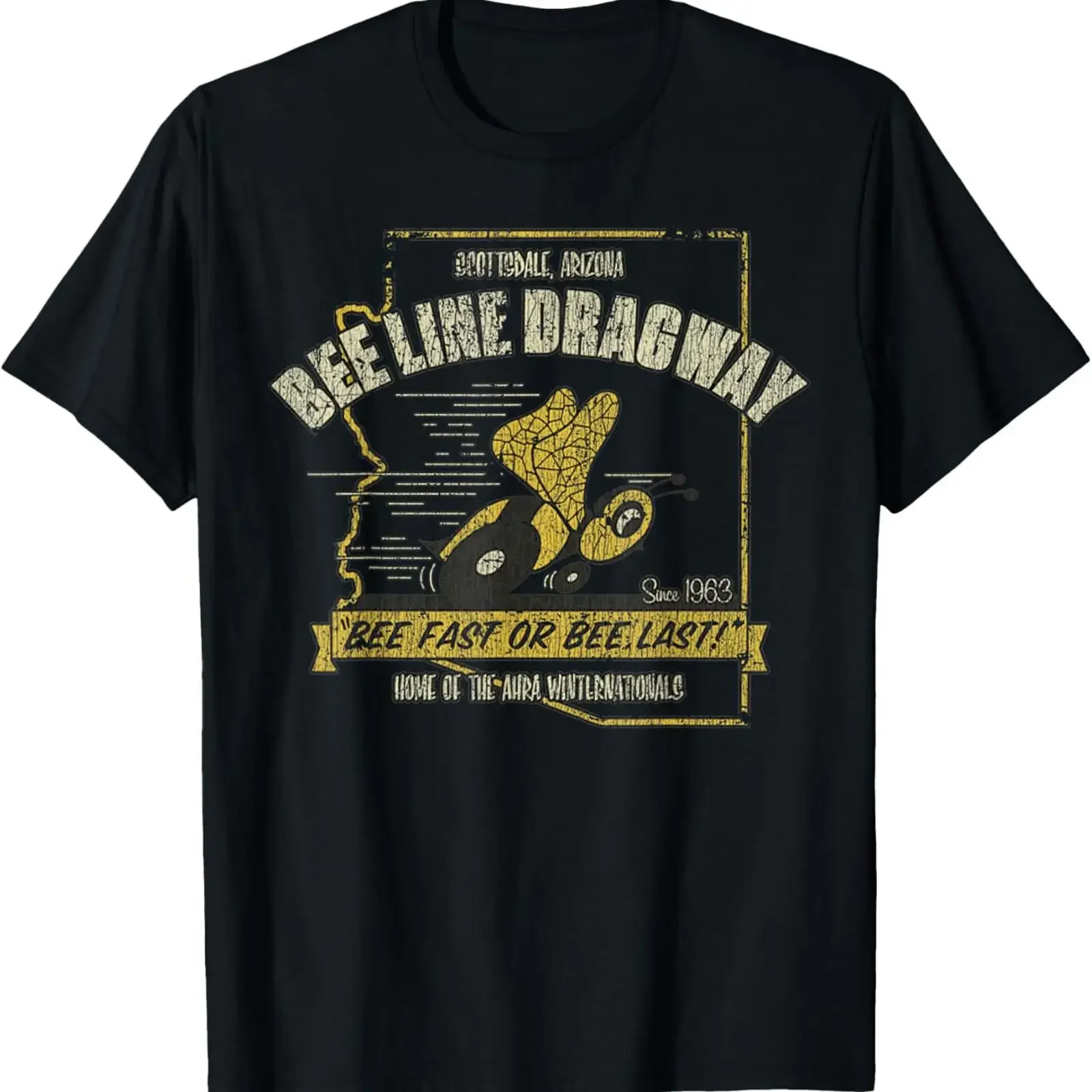 Maglietta Vintage Bee Dragway Arizona Drag Racing Distressed Regalo per Papà Mamma Da vintage Washed Casual fashion Slightly