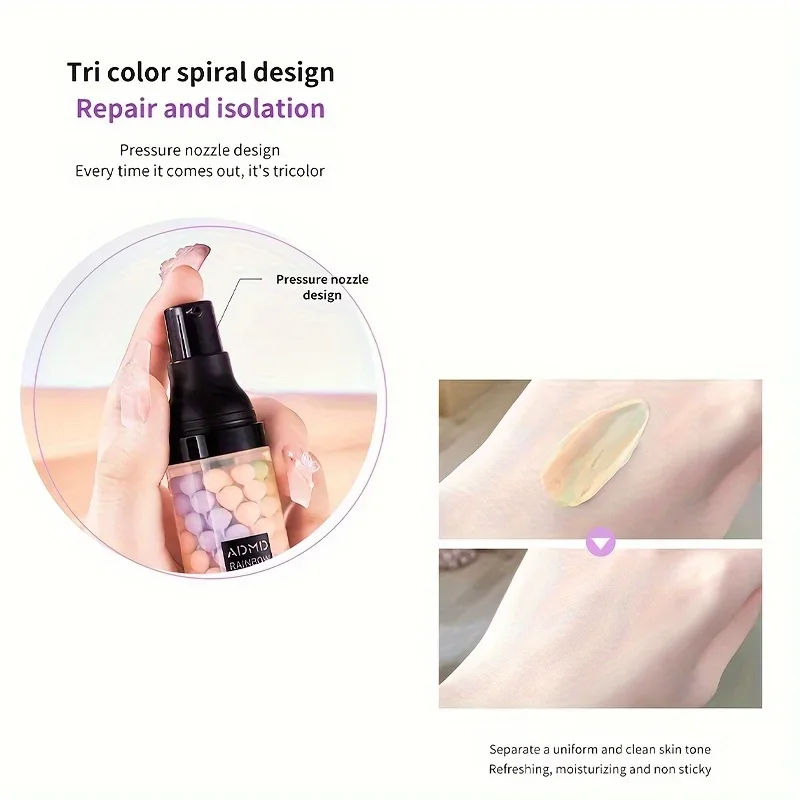 Krem do makijażu podkreślający kontury, izolujący kolory, wodoodporny, naturalny podkład, baza pod makijaż, krem 40g, primer do makijażu twarzy, krem trójkolorowy.