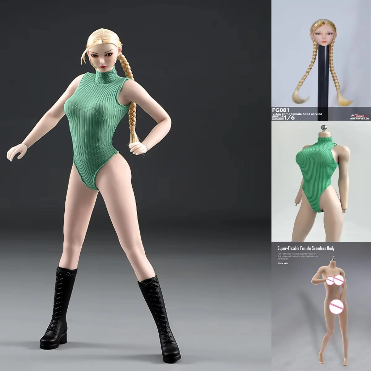 

1/6 Scale FG081 Female Video Game Pale Skin Head Sculpture Carving Model For 12" Action Figure Body Dolls