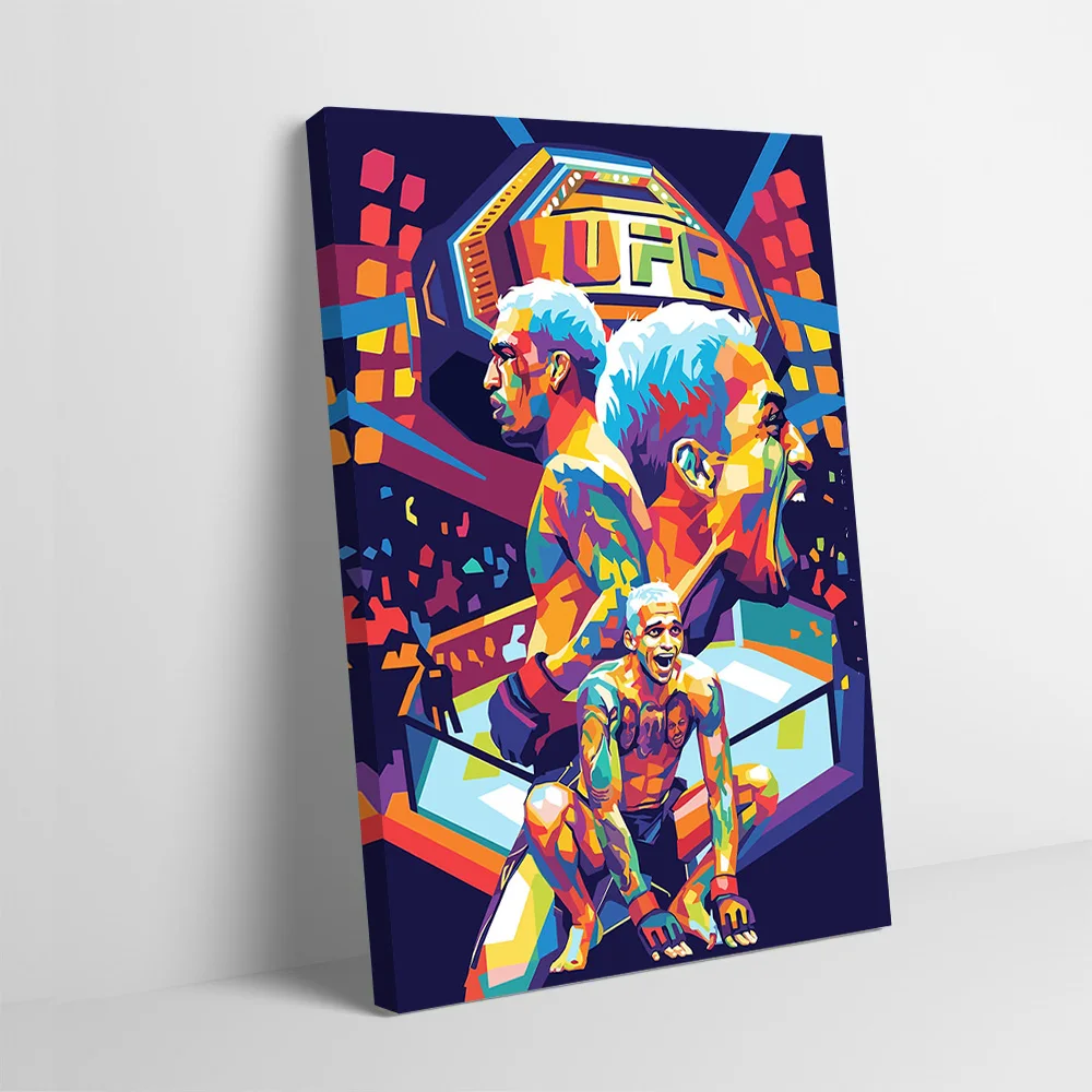 Charles Oliveira Boxer Colorful Art Printing Poster Custom Pictures Wall Art Canvas Painting Gift for Gamer Decoration Wand Deko