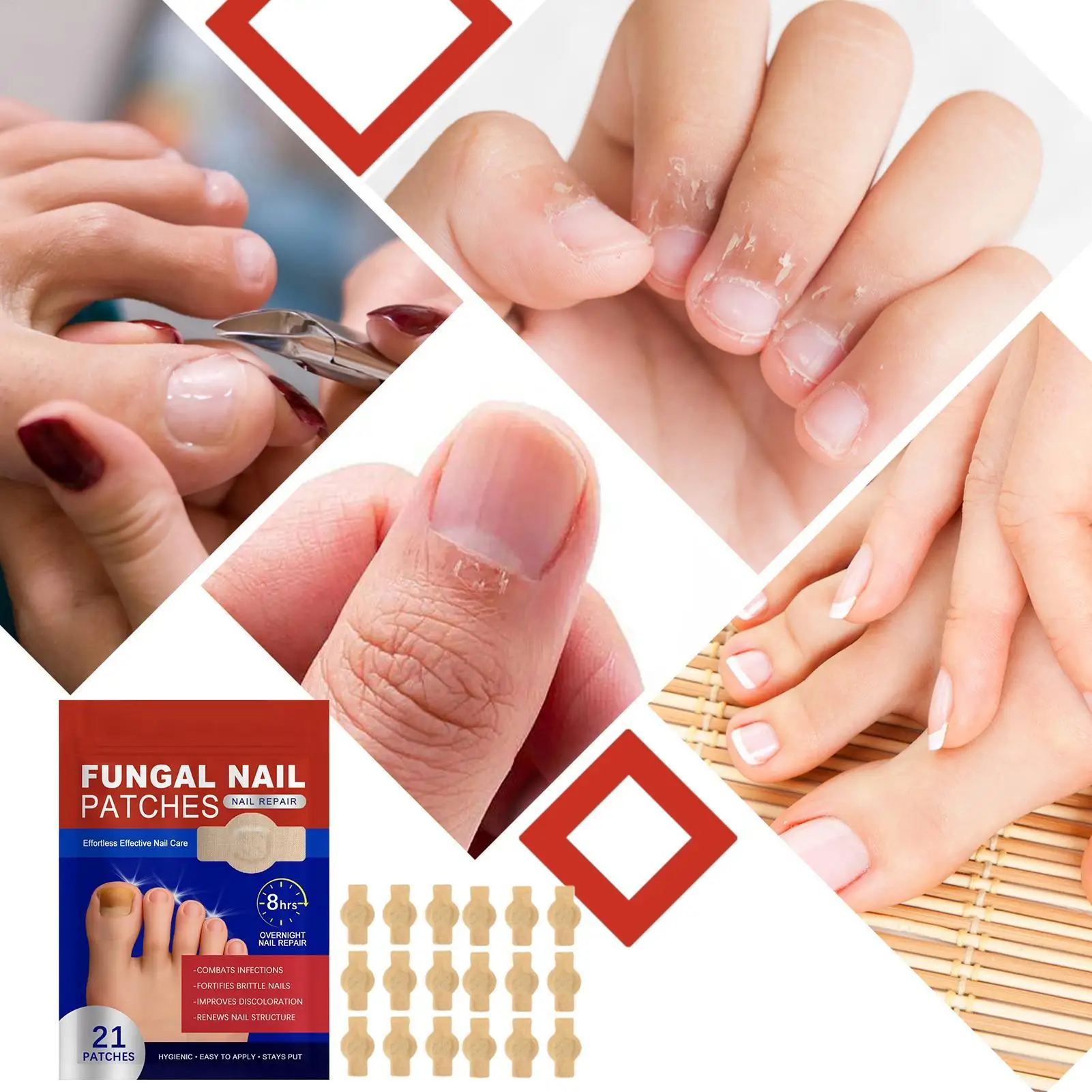 爪修復パッチ 夜間足爪再生パッチ 21 枚 健康的な外観を回復 爪の成長を改善 強化